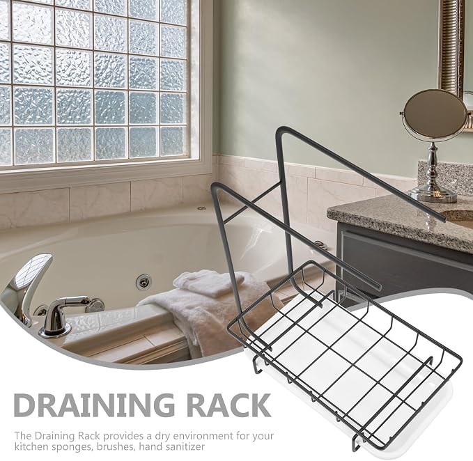 Veemoon Kitchen Dishcloth Rack and Sponge Holder Black Over Sink Draining - Image 8