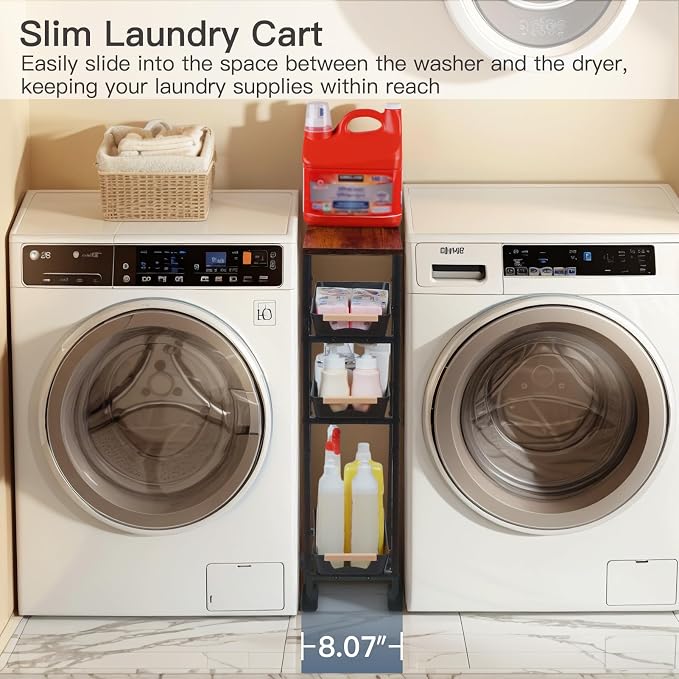 5 Tier Slim Rolling Storage Cart - Image 5
