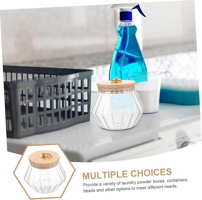 Storage Canister for Laundry Powder Refillable Container Lid Stylish Glass and - Image 7