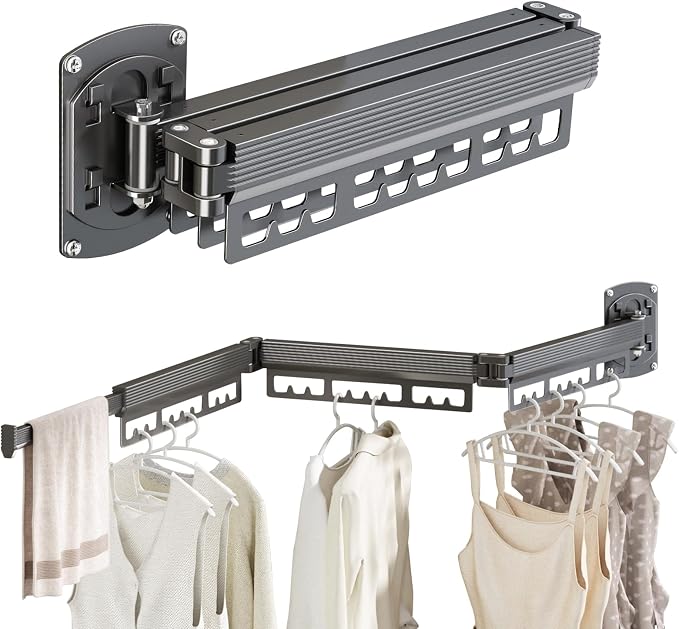 Clothes Drying Rack Wall Mounted, Expandable Drying Rack Clothing, Laundry by Greraes