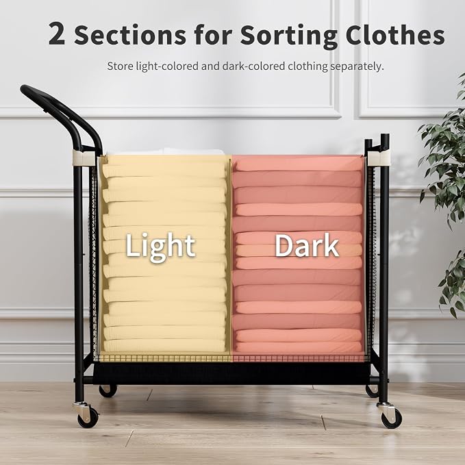 Laundry Hamper with Wheels, Laundry Basket with Removable and Washable Liner Bag - Image 3