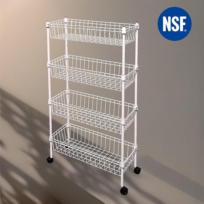 NSF white 4-layer storage rack, refrigerator crevice rack, washing machine - Image 3