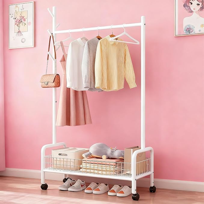 Clothes Rack with Storage Shelves, Heavy - Image 3