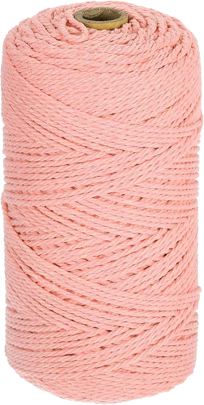 HARFINGTON Natural Macrame Cord 2mm x 220 Yards 3 Strand Twisted Cotton Macrame by HARFINGTON