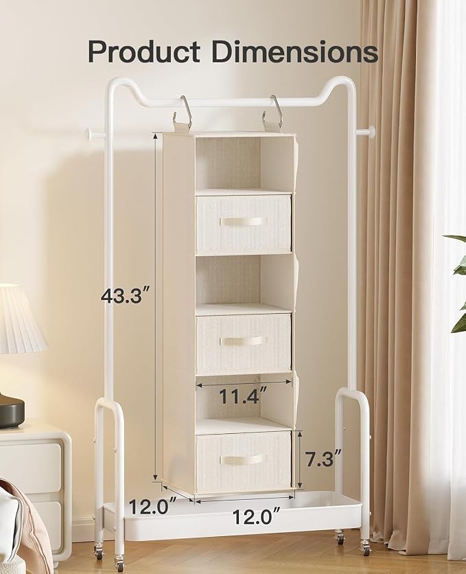 Pipishell Hanging Closet Organizer 6-Shelf, Hanging Shelves - Image 3