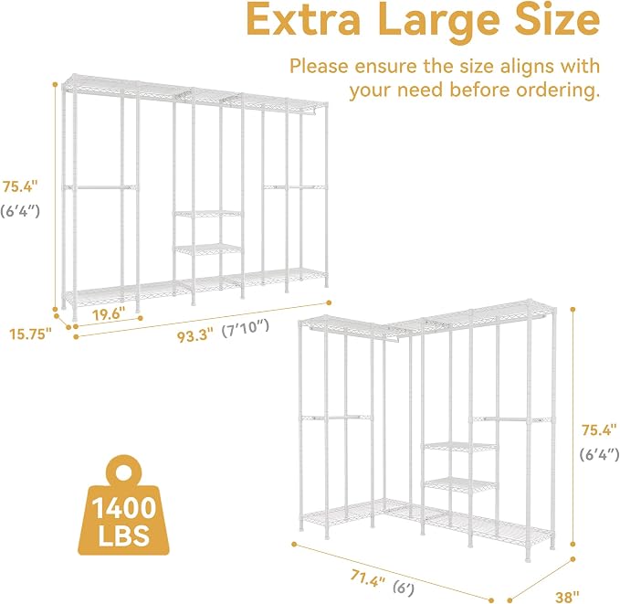 H5 Extra Large Heavy Duty Clothes Rack, Wire Garment Rack, Freestanding - Image 4