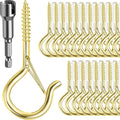 50 Pack Screw-in Hooks for Outdoor String Lights, Q Hanger Hooks for Outside by FSAH