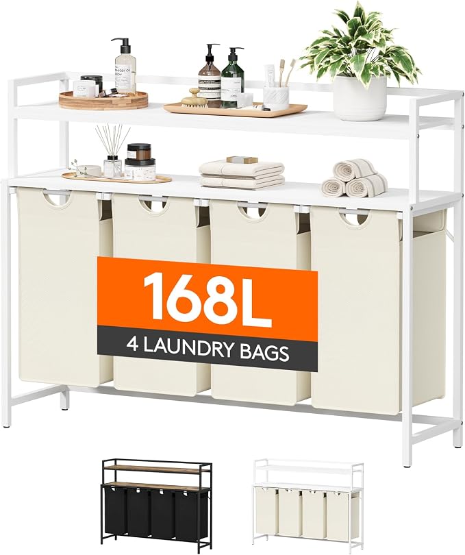 Lifewit Laundry Hamper 4 Section, 168L Pull out Laundry Clothes Basket Organizer by Lifewit