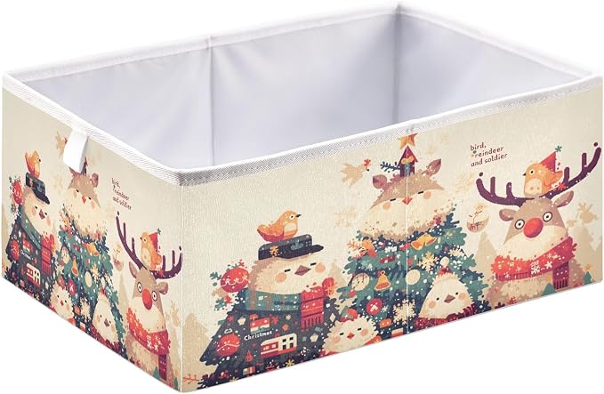 senya Large Storage Bins Tile Deer Christmas Collapsible Foldable Storage Cubes - Image 2