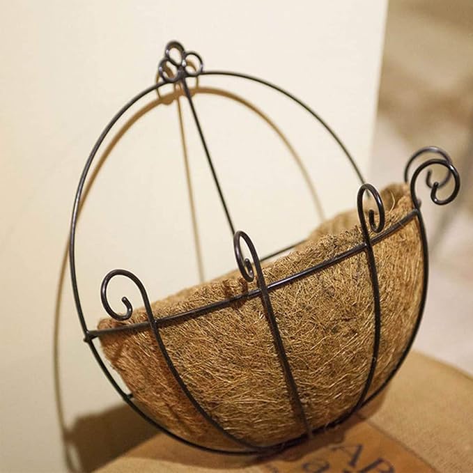 Orgrimmar 2 Pcs Iron Wall Hanging Planters Basket 9.8 Inches Half Round Plant - Image 5