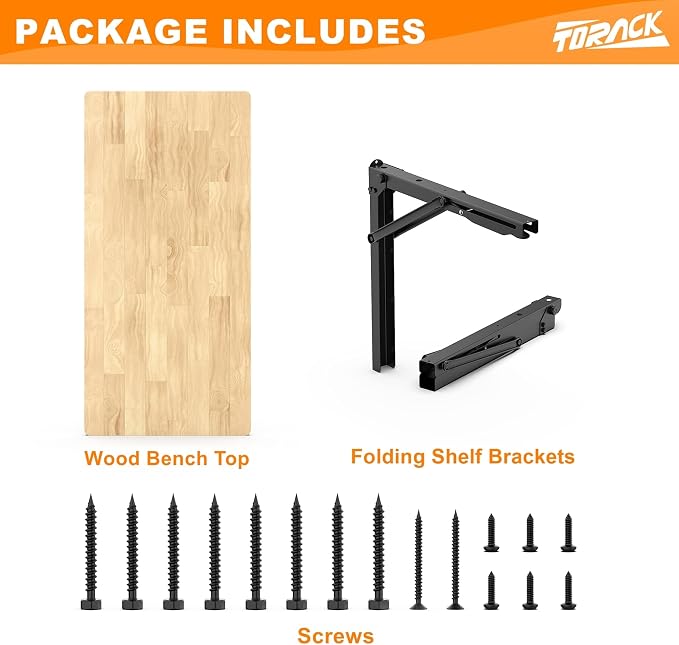 TORACK Heavy Duty Wall Mounted Folding Workbench, Space-Saving Collapsible Wall - Image 6