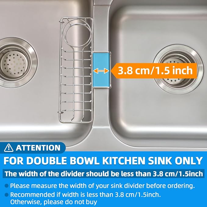 3-in-1 Sponge Holder for Kitchen Sink, Movable Sponge Holder + Brush Holder + - Image 3