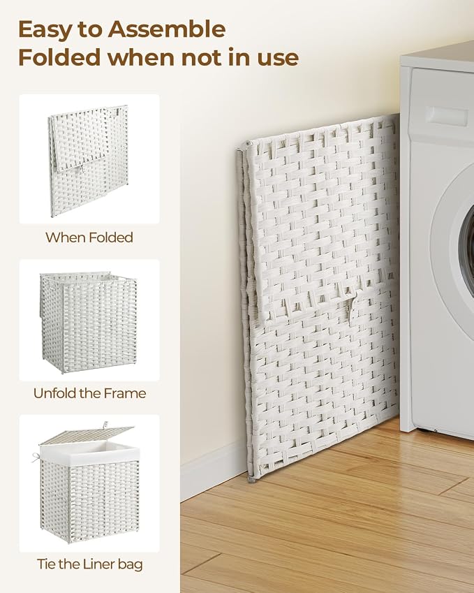 Greenstell Laundry Hamper with Lid, 125L Laundry Basket with 2 Removable Liner - Image 7