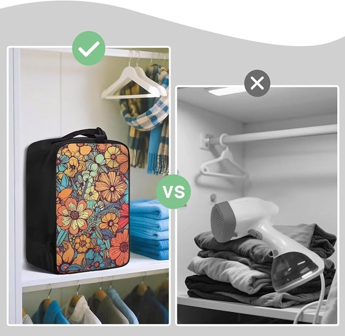 Vintage Floral Travel Steam Iron Storage Bag Lightweight Steamer Carrying Case - Image 4