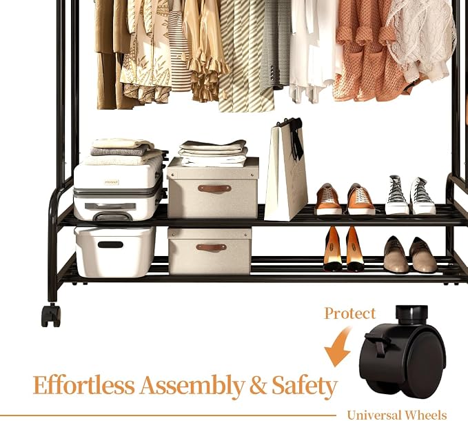 Antiwar Sturdy Metal Double Rodding Clothes Rack - Image 5