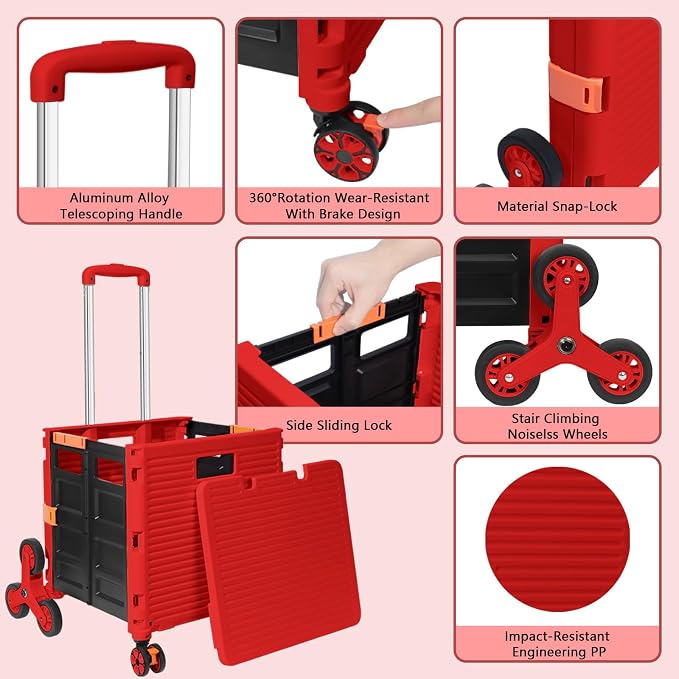FELICON SELORSS Folding Utility Cart Portable Rolling Crate Handcart - Image 2