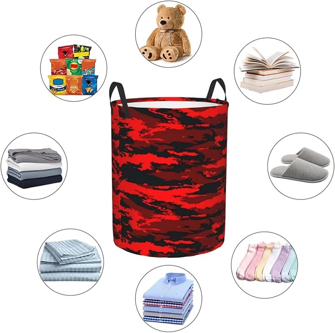 Red And Black Camouflage Laundry Hamper Bag - Image 5