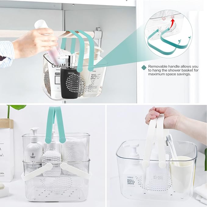 2 Pack Plastic Shower Caddy Basket, Portable Shower Caddy Tote Storage Basket - Image 5