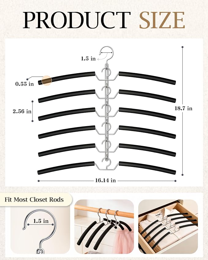 Clothes Hangers Space Saving Shirt Hangers, Non Slip 6 Layer Detachable Foam - Image 7
