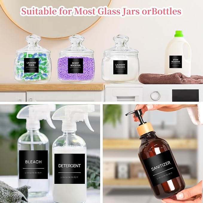 Laundry Labels for Jars, Removable Waterproof Labels for Laundry Containers - Image 4