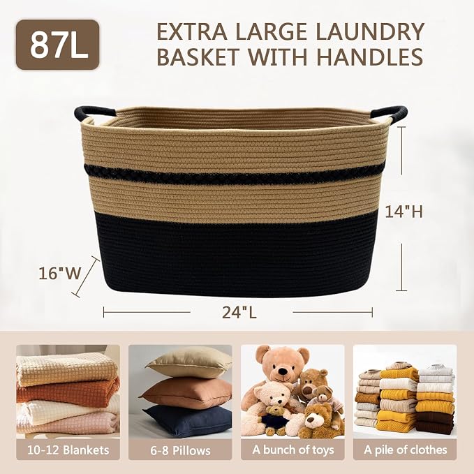 Extra large laundry basket woven from natural cotton rope - Image 5