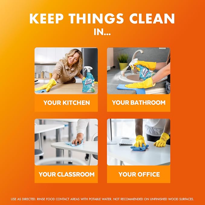 Lysol All Purpose Cleaner Spray, Kitchen & Bathroom Cleaner, Mango & Hibiscus - Image 4