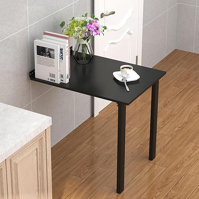 Wall Mounted Folding Table, Flip-up Dining Table Wood Drop-Leaf Desk - Image 2