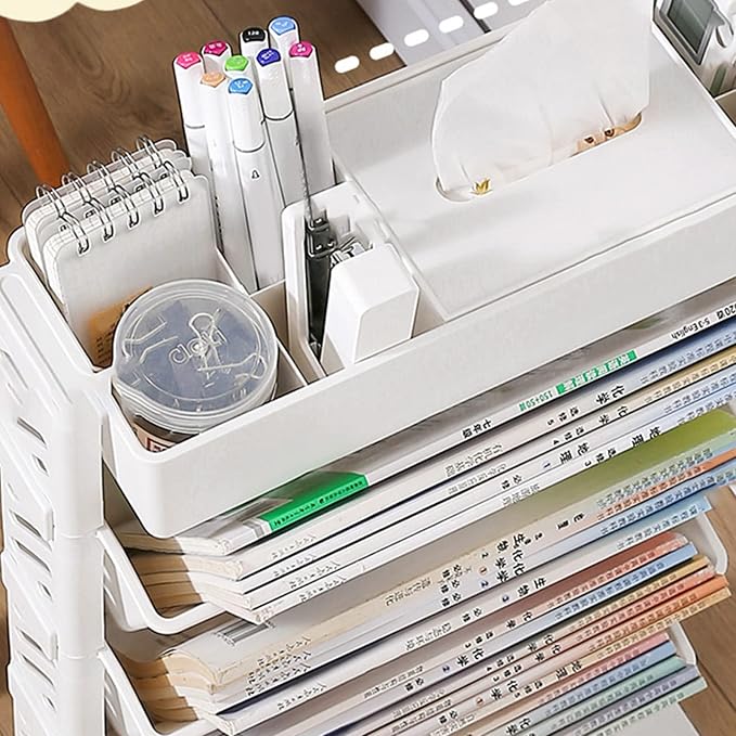 Ejoyous Mobile Bookshelf on Wheels, Movable Rolling Book Shelf 6 Tier Slim - Image 5