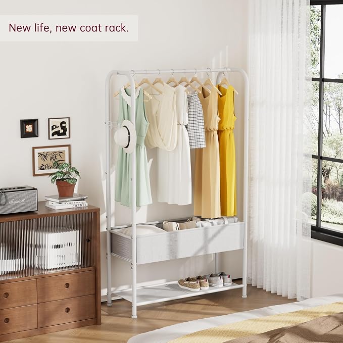 SINGAYE Clothes Garment Coat Rack Drying Clothing Racks Metal Freestanding - Image 2