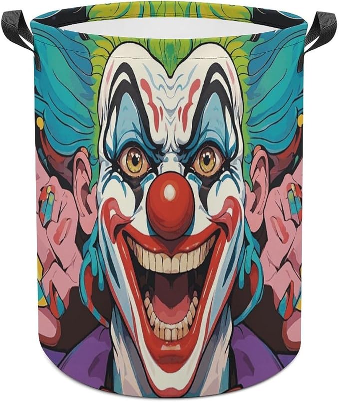 Clowns Laundry Basket with Handles, Laundry Hamper with Internal Support by Unknown