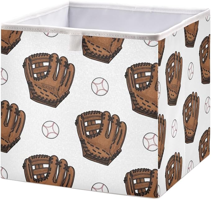 DOMIKING Baseball Brown Glove Print Storage Baskets by DOMIKING