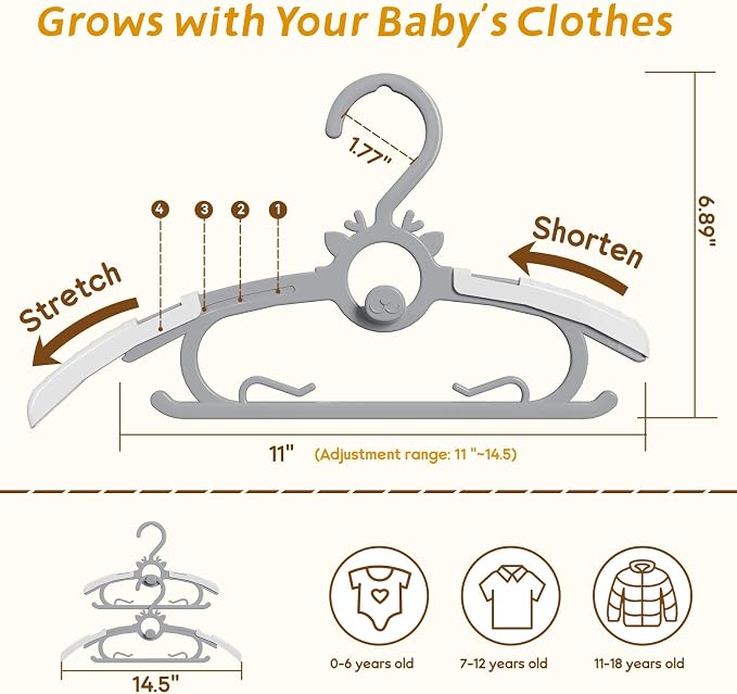 Toddler Hangers 60PCS, 45g Ultra-Thick Space Saving Non-Slip Plastic Hanger - Image 2