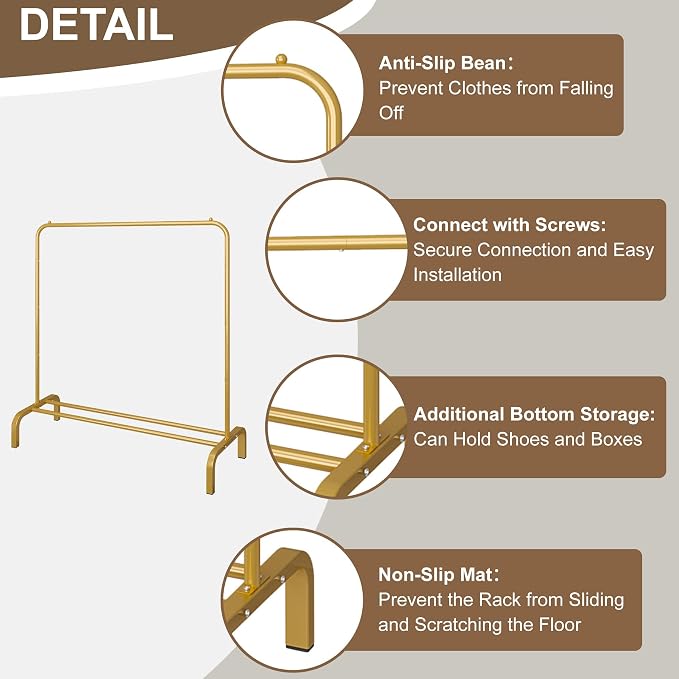 JIUYOTREE Metal 43.3 Inches Garment Rack - Image 7