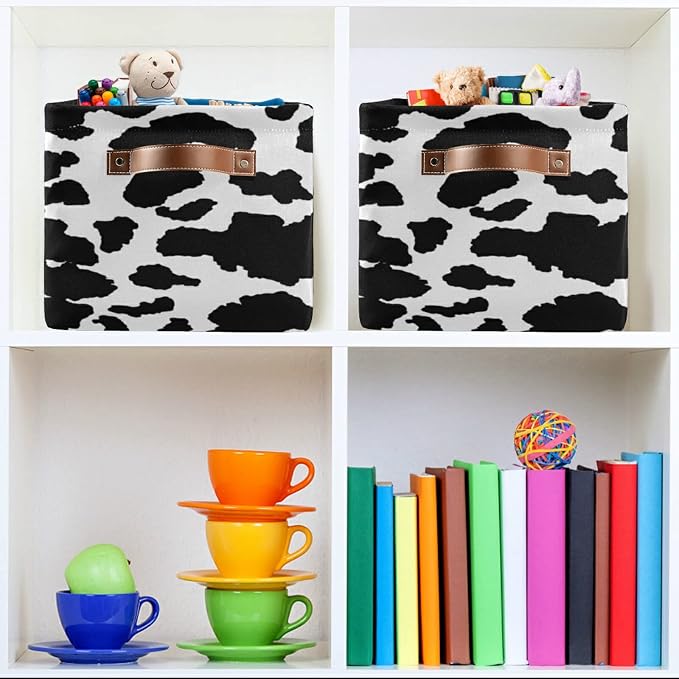 Storage Bins Cow Print Storage Basket Animal Milk Collapsible Storage Box - Image 6
