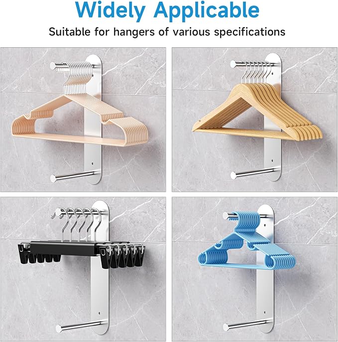 Hanger Holder for Laundry Room, Wall Mounted Clothes Hanger Organizer Stacker - Image 3