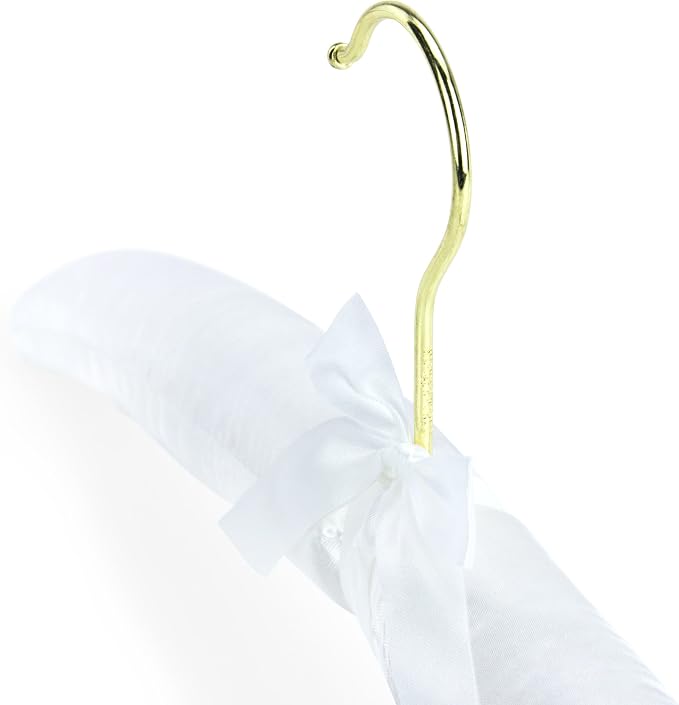 HANGERWORLD 5 White 17inch Classic Satin Padded Hangers - Image 8
