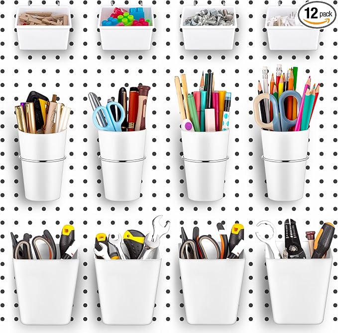 Jinei 12 Pcs Pegboard Bins and Cups by Jinei