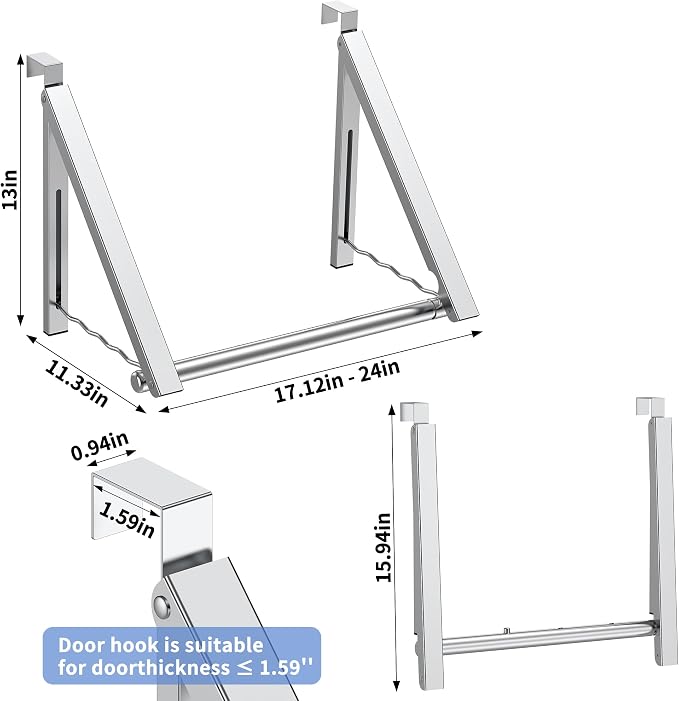 Clothes Drying Rack for Laundry Room Organization, Foldable Over The Door - Image 2
