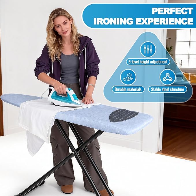 Ironing Board with Silicon Iron Mat Heavy Metal Frame Legs Iron Stand - Image 7