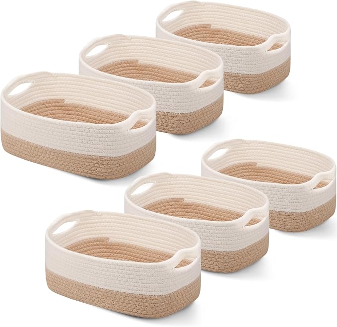 Sawysine 6 Pcs Cotton Rope Woven Basket by Sawysine