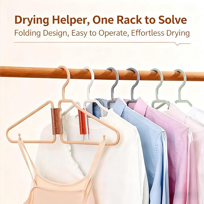 12pcs Folding Hangers, Foldable Clothes Hanger, Portable Plastic FoldableTravel - Image 5