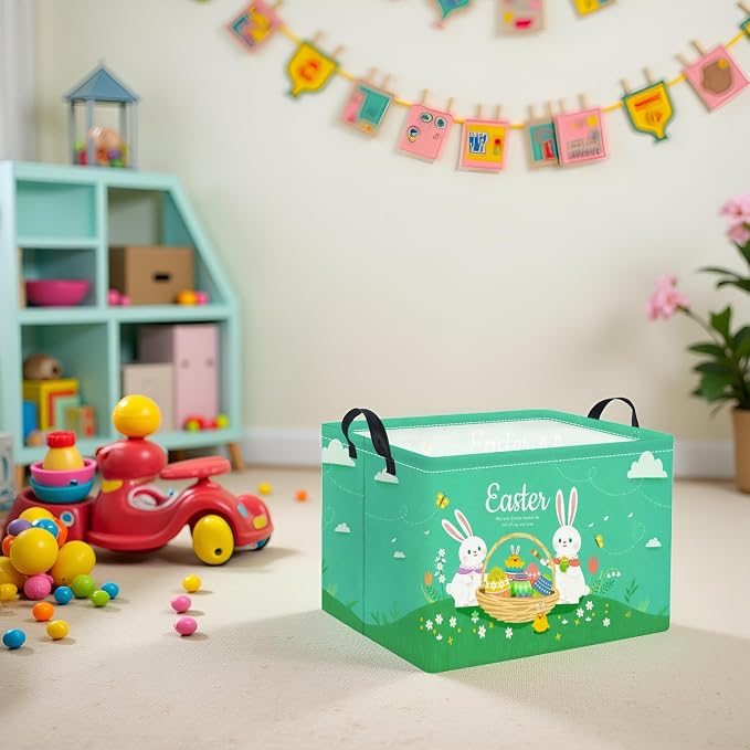Rectangular Easter Basket for Home Kitchen Baby Girls Basket Cute Storage Bin - Image 5