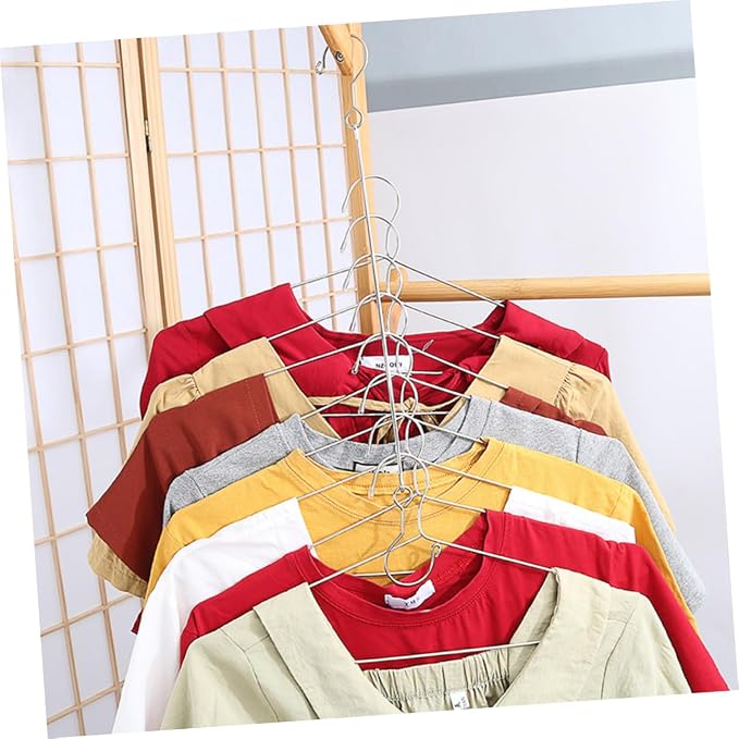 2Pcs Stainless Steel Clothes Hangers Multi Port Storage Rack - Image 3
