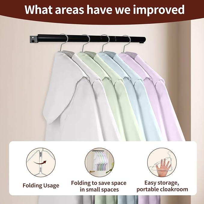4 Pack Space Saving Hangers for Clothes, Foldable Metal Hangers, Collapsible - Image 6
