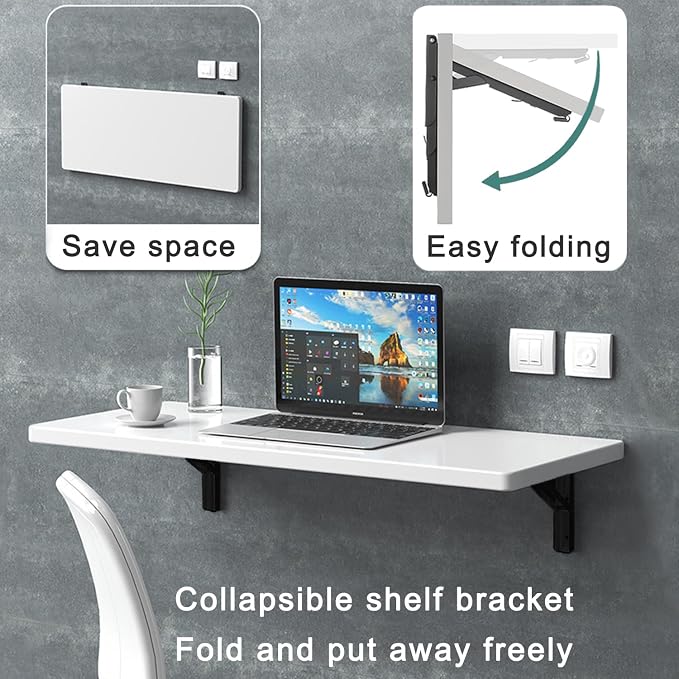Folding Shelf Brackets Hinges 2 Pcs, Drop Leaf Hinges, Wall Drop Leaf Table - Image 4