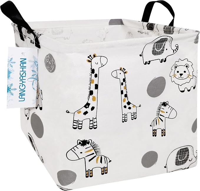 LANGYASHAN Square Storage Baskets Waterproof Canvas Children Laundry Nursery by LANGYASHAN