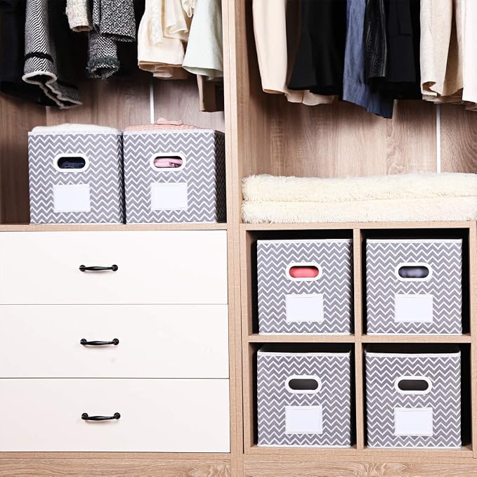 MAX Houser Fabric Cloth Storage Bins, Foldable Storage Cubes Organizer Baskets - Image 5