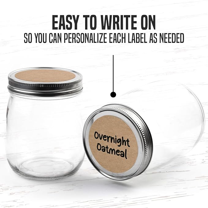 MESS Dissolvable Canning Labels – 200 Kraft 2.5" Removable Mason Jar Stickers - Image 8