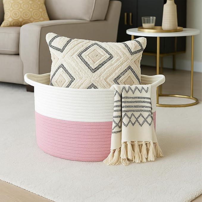 ShellKingdom Laundry Basket, Large Natural Rope Woven Storage Basket - Image 5