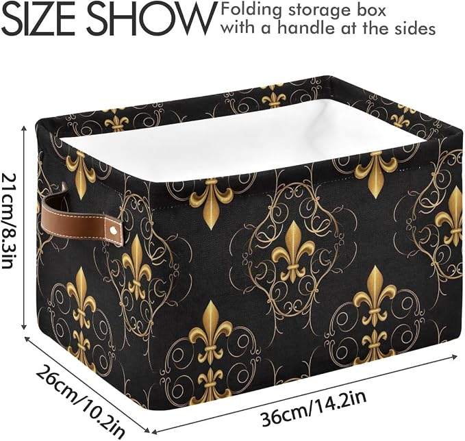 CHIFIGNO 2PCS Storage Basket Golden Iris Black Storage Bin Box Collapsible - Image 3